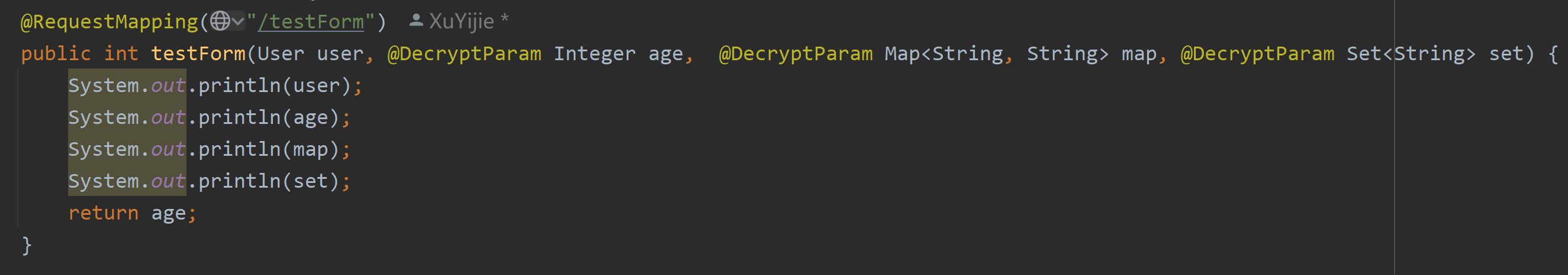 param and formData decryption interface